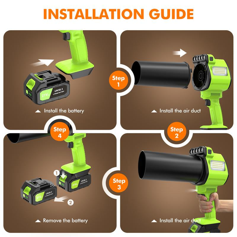 OGERY Strongest Leaf Blower Cordless with Lights, 21V Powerful Electric Leaf Blowers with 2 X 3.0Ah Batteries & Charger, 700CFM 140MPH 900G Wind Pressure Lightweight Handheld Blower for Lawn Care Yard Garden
