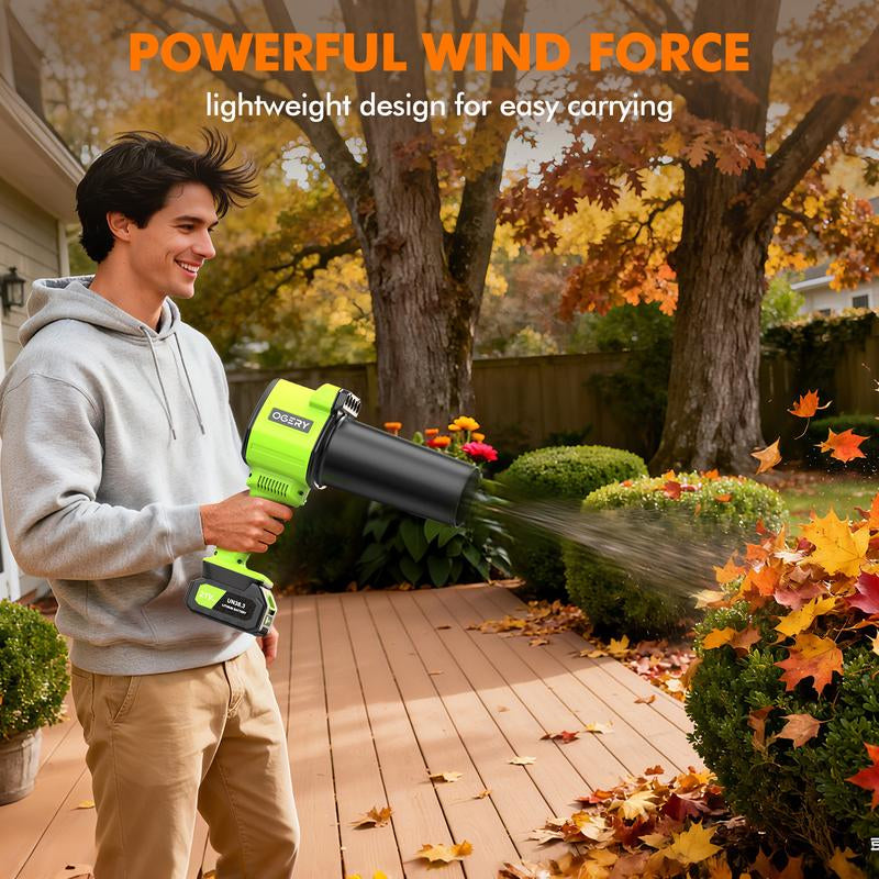 OGERY Strongest Leaf Blower Cordless with Lights, 21V Powerful Electric Leaf Blowers with 2 X 3.0Ah Batteries & Charger, 700CFM 140MPH 900G Wind Pressure Lightweight Handheld Blower for Lawn Care Yard Garden