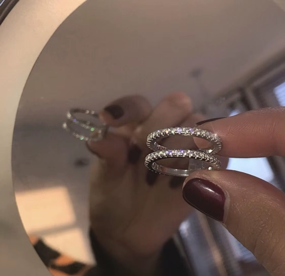 Delicate Thin Microscope Finger Dainty Rings for Women Female Promise Engagement Women Ring 925 Silver Simulated Diamond Jewelry
