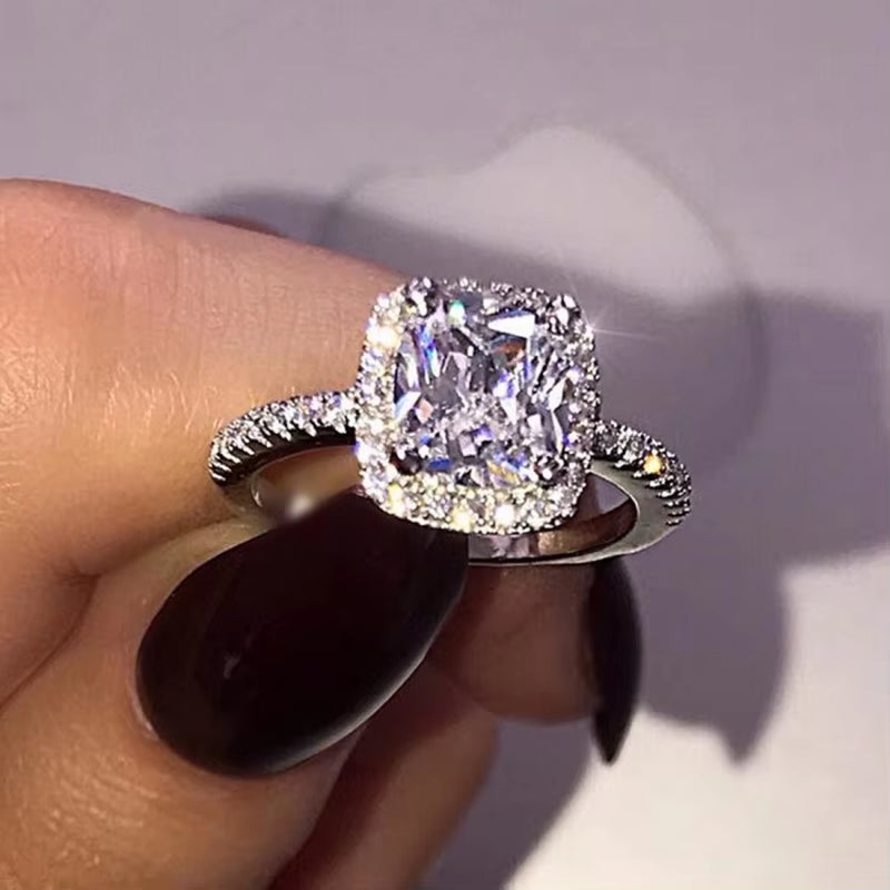 Delicate Thin Microscope Finger Dainty Rings for Women Female Promise Engagement Women Ring 925 Silver Simulated Diamond Jewelry