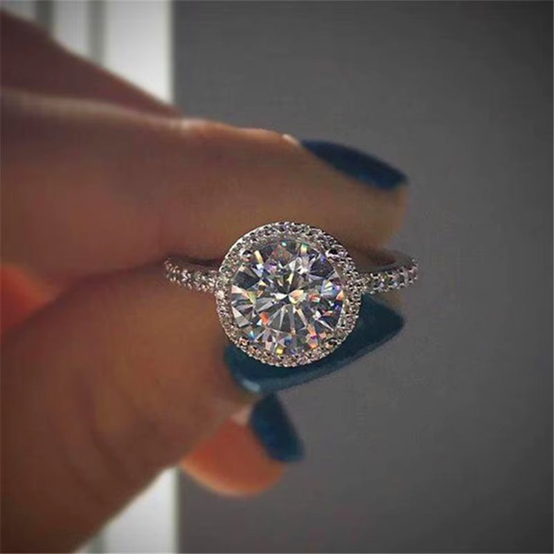 Delicate Thin Microscope Finger Dainty Rings for Women Female Promise Engagement Women Ring 925 Silver Simulated Diamond Jewelry