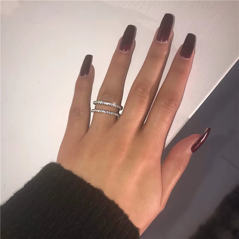 Delicate Thin Microscope Finger Dainty Rings for Women Female Promise Engagement Women Ring 925 Silver Simulated Diamond Jewelry