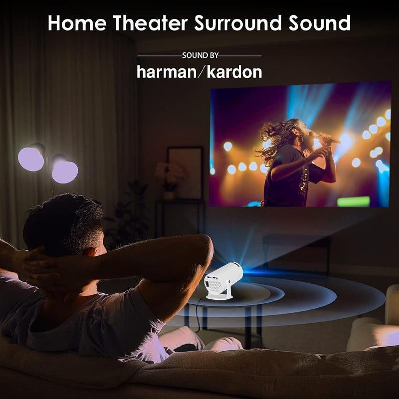 XBJ Mini Portable Projector with Wifi and BT5, 4K Support.Auto Keystone Adjustment, Pneumatic Mouse Remotecontrol for Outdoor/Bedroom Audio Watch