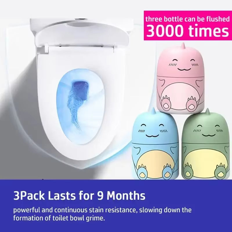 Dinosaur Toilet Cleaner Bottle, Ocean Scented Tank Cleaner Lasts up to 90 Days, Powerful Stain Removal, Long-Lasting Freshness